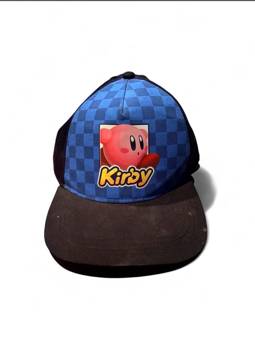 Kirby Nintendo Kids Youth Blue Checker Snapback Hat or Cap